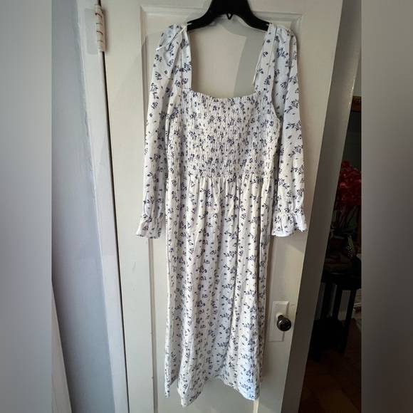 NWT House of Harlow 1960 Linen Blend Cottagecore Midi Dress L - Picture 4 of 12